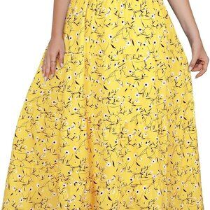 Women's Long Maxi Plus Size Skirt 2025 Trendy Flowy Elastic High Waist Casual Sp